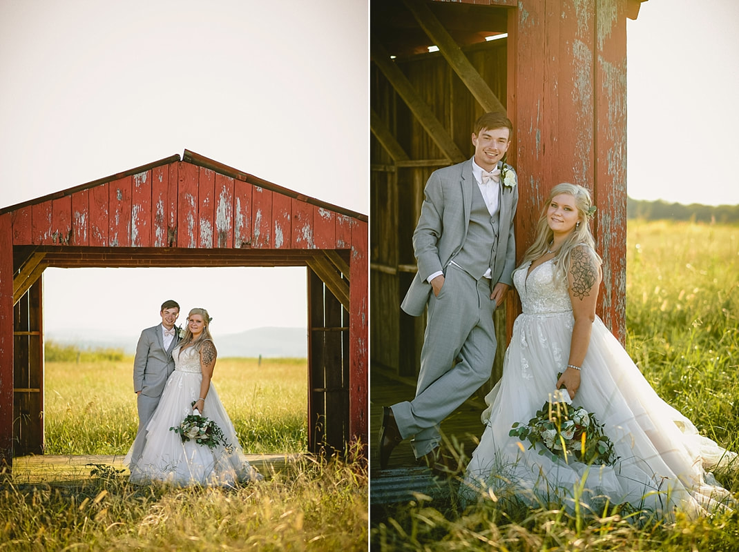 wedding photos on love mountain at the wedding barn in arkansas