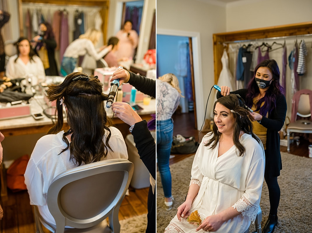 Happy Hair Lady working on bride's hair at Avon Acres