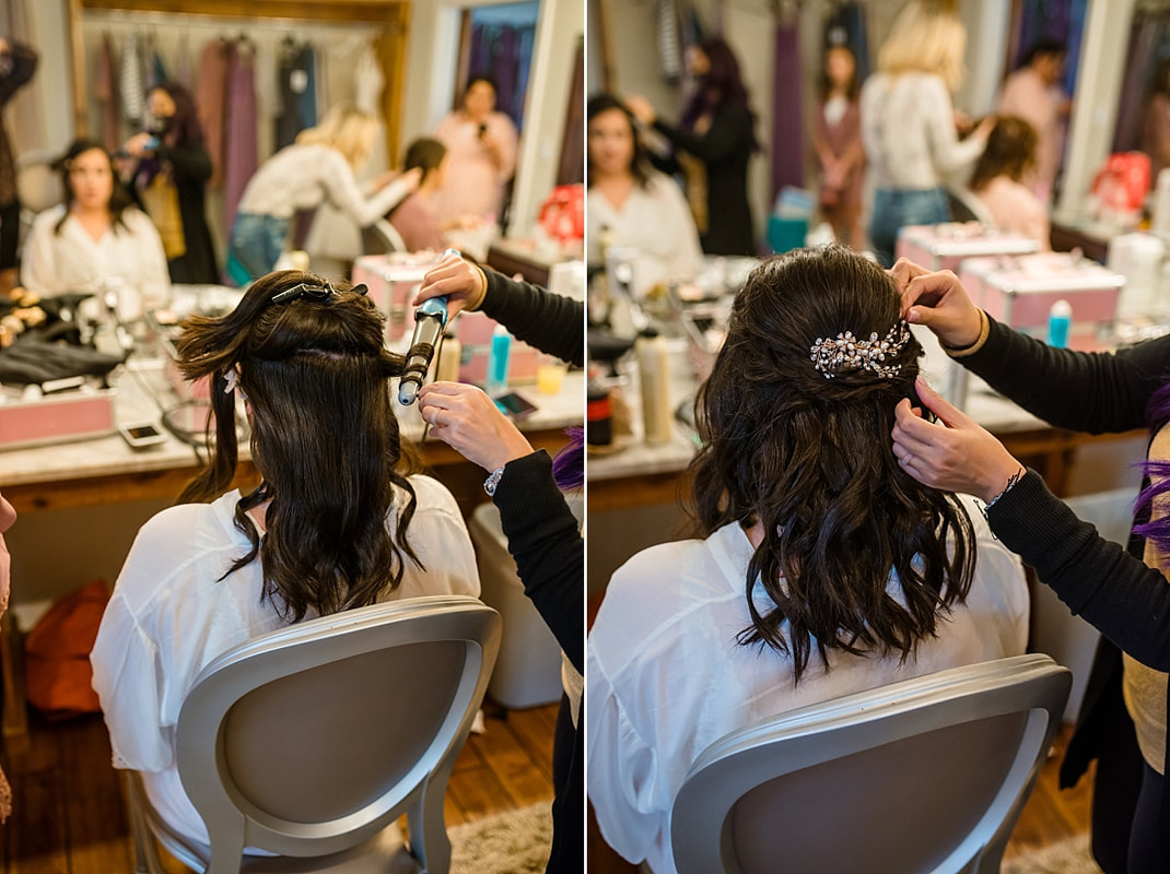 Happy Hair Lady working on bride's hair at Avon Acres