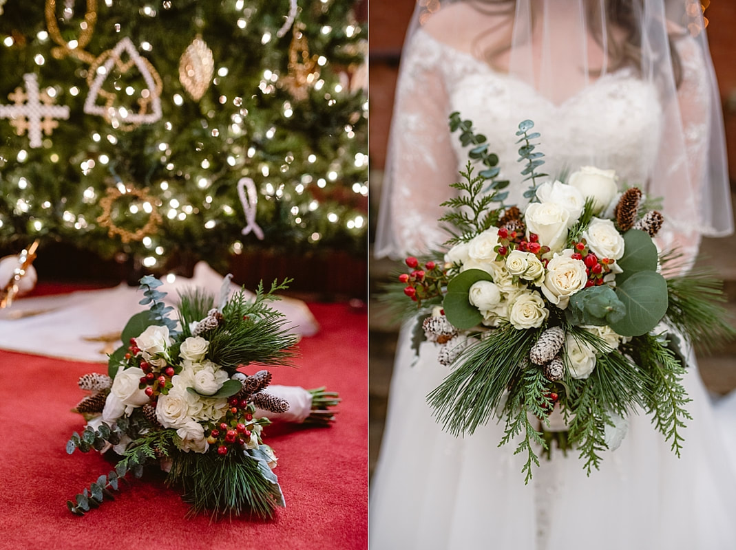 Christmas wedding bouquet in Collierville, TN