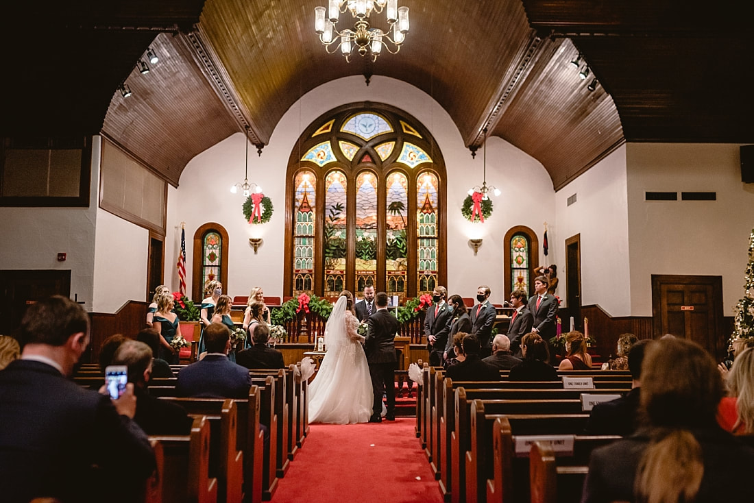 Christmas wedding at CUMC Sanctuary on the Square in Collierville TN