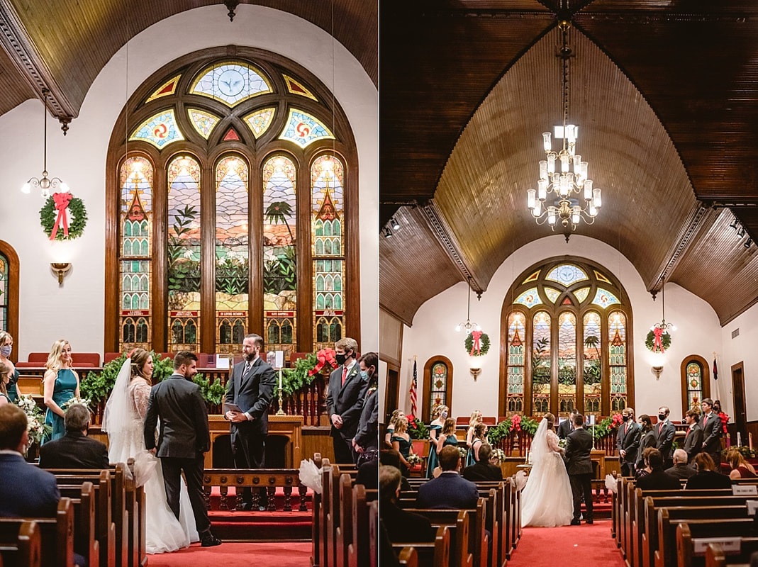 Christmas wedding at CUMC Sanctuary on the Square in Collierville TN