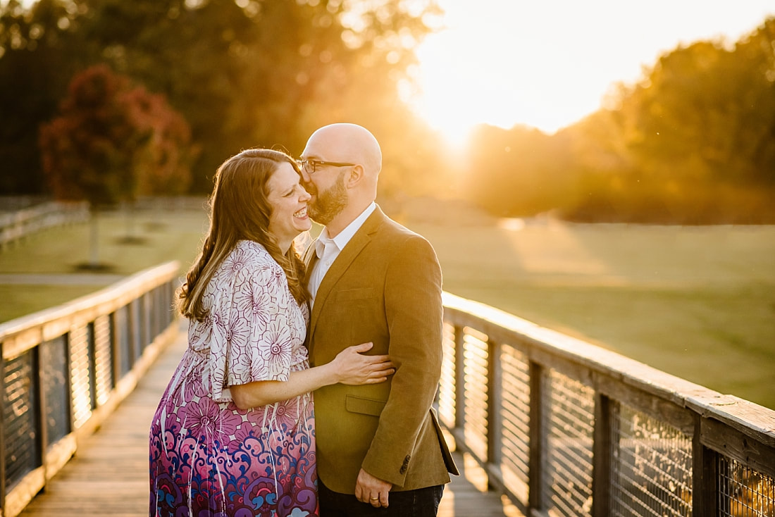fall maternity photos at Hinton Park in Collierville, TN during golden hour