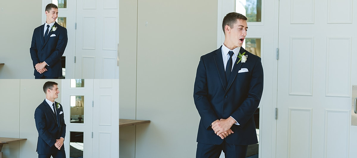 groom's reaction to seeing his beautiful bride for the first tim