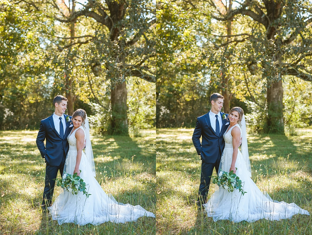 portrait of bride and groom in collierville, tn