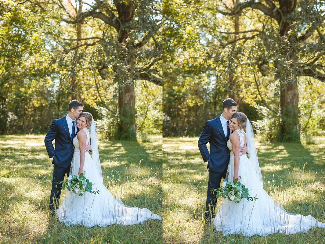 portrait of bride and groom in collierville, tn