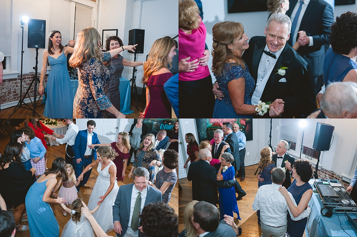wedding guests dancing at the robinson gallery downtown memphis