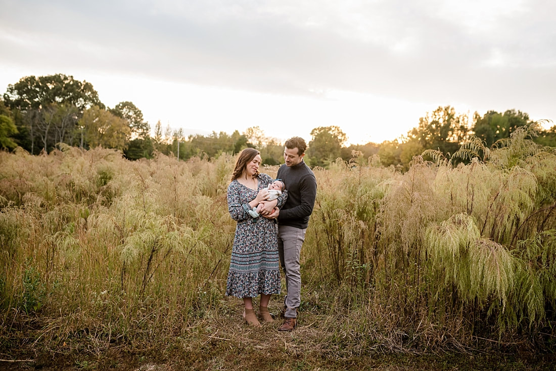 fall family photos in tall grassy field in Memphis, TN