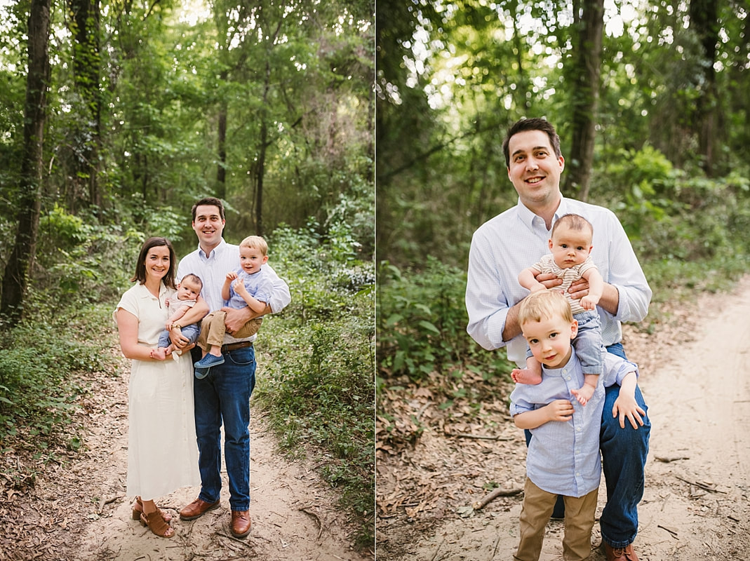 family portrait in the woods at Shelby Farms