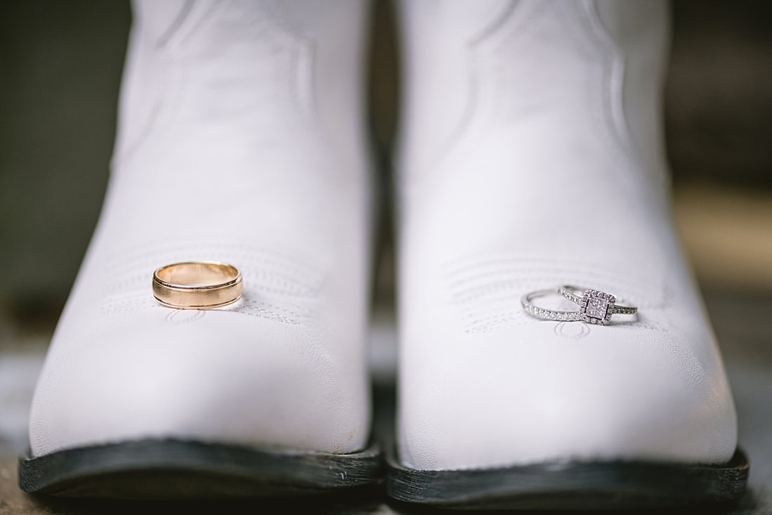 wedding rings and white cowboy boots, memphis wedding photographer