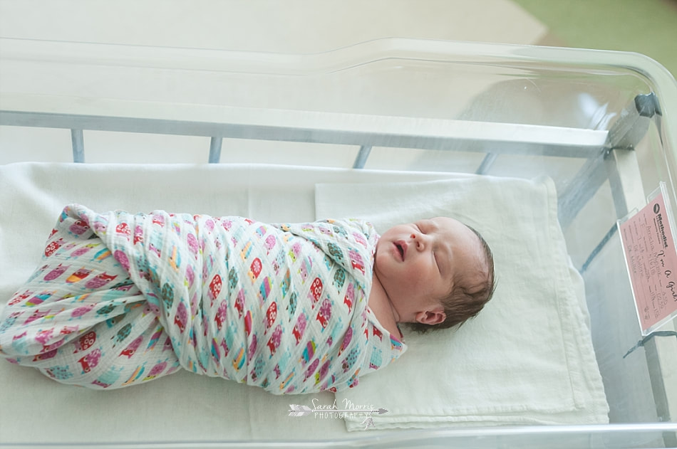 Newborn baby girl sleeping in bassinet at Methodist Le Bonheur Germantown Hospital