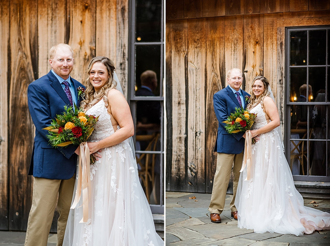 Wedding Portraits outside the barn at Green Frog Farm with Sarah Morris Photography