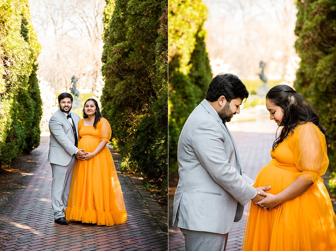 expectant mother and father at memphis botanic garden