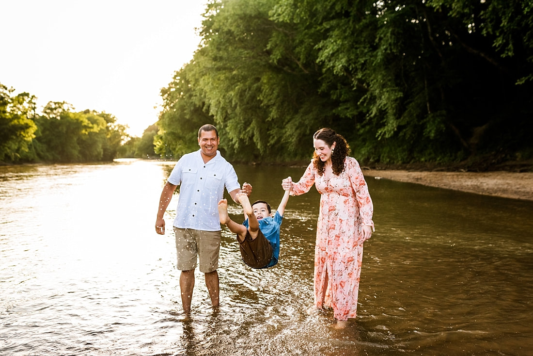Playful Family Portrait at the creek in Memphis, TN