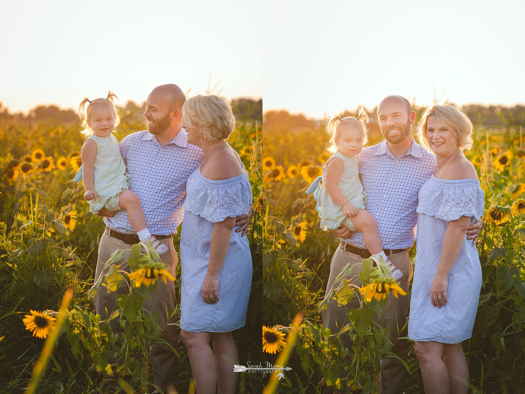 family photos in sunflower field at the agricenter, memphis, tn