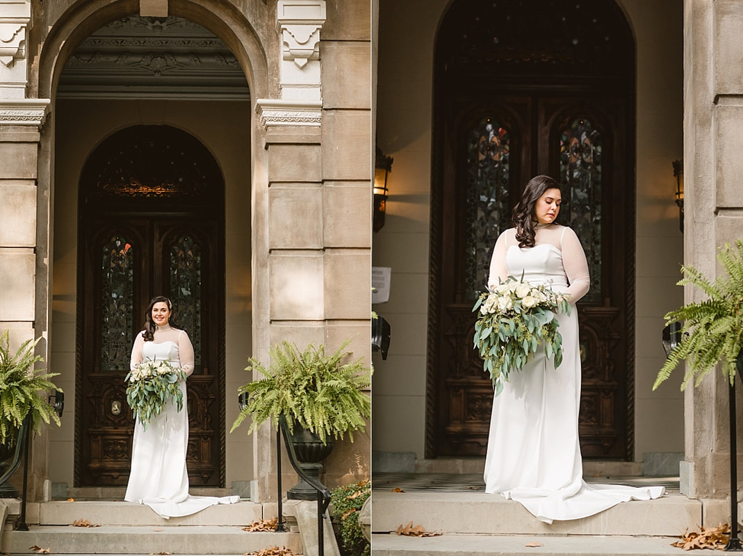 bridal photos on front porch + Wedding at Woodruff-Fontaine in Memphis, TN