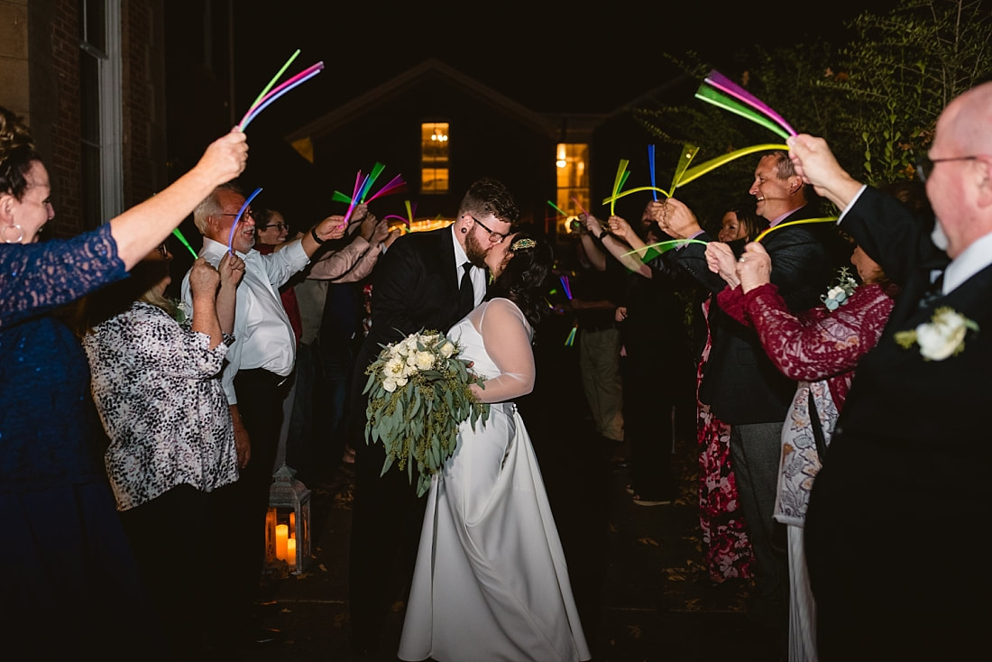 wedding reception exit with glowsticks at Woodruff-Fontaine in Memphis, TN