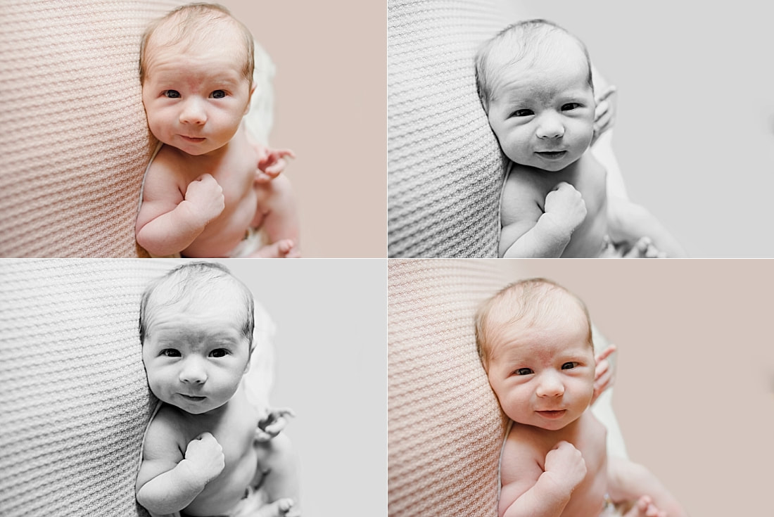 newborn making facial expressions during newborn photoshoot in Memphis