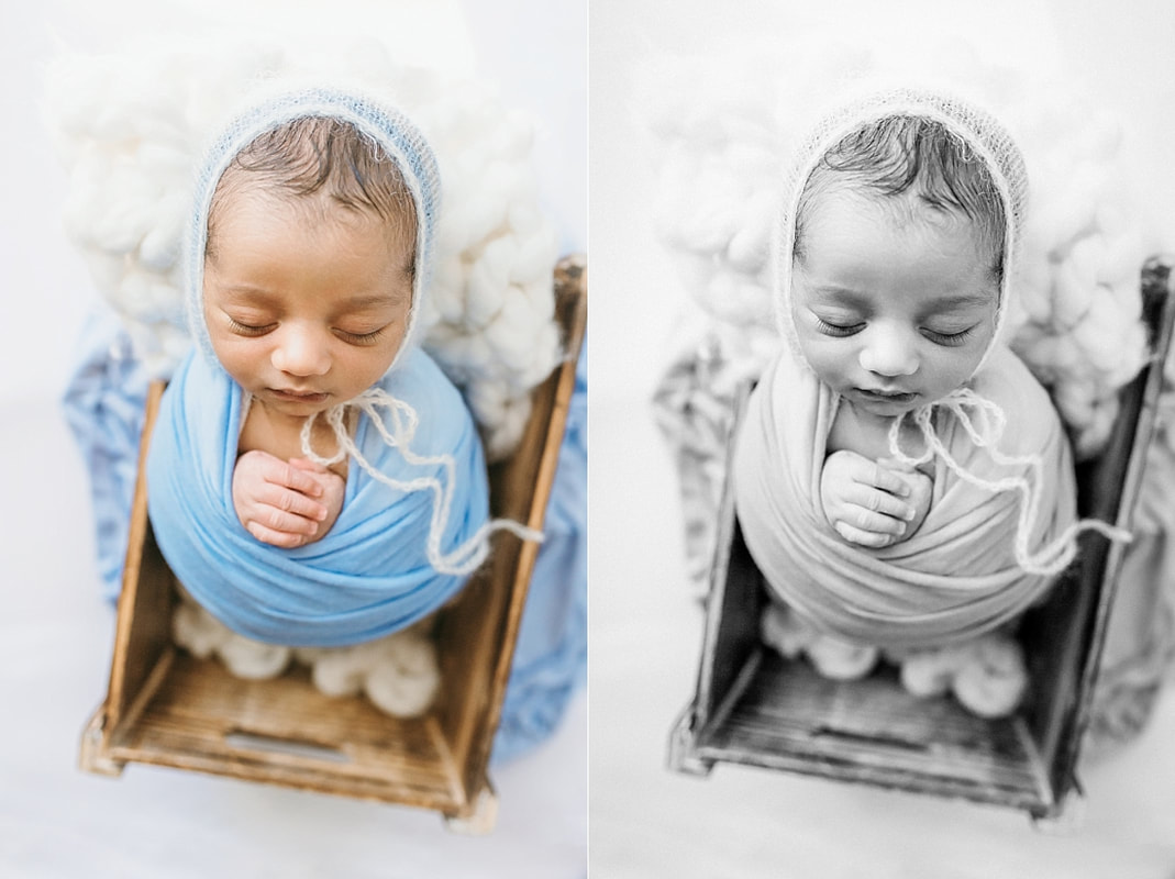 newborn posed in wooden box for newborn portraits in memphis
