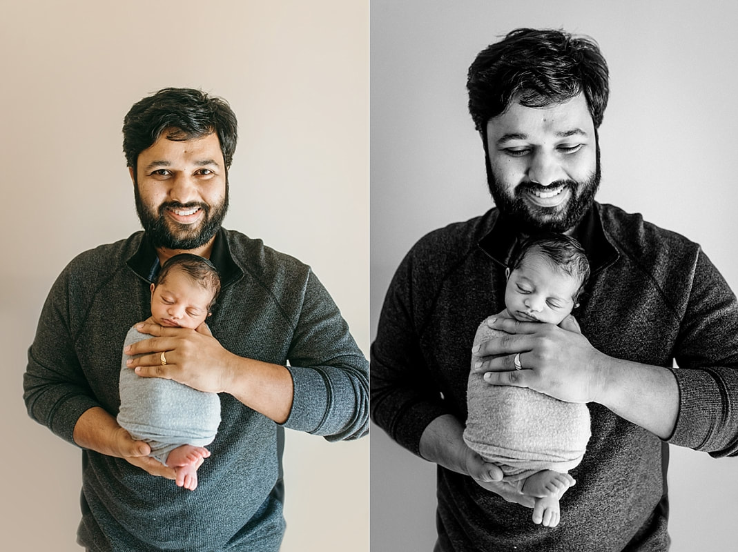 daddy holding newborn baby son during newborn photos in memphis
