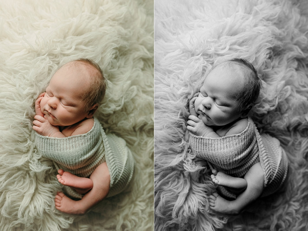 newborn baby wrapped in ivory blanket for newborn portraits in Memphis, TN