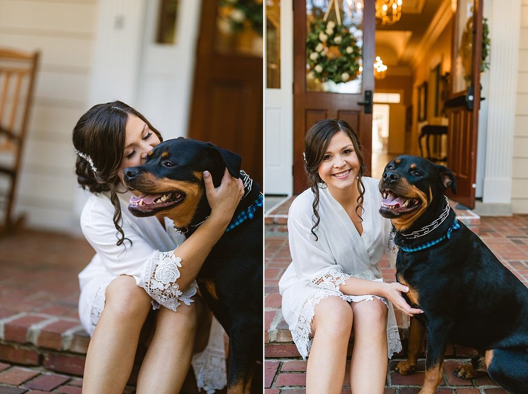 bride with her rottie dog at Orion Hill in Arlington, TN