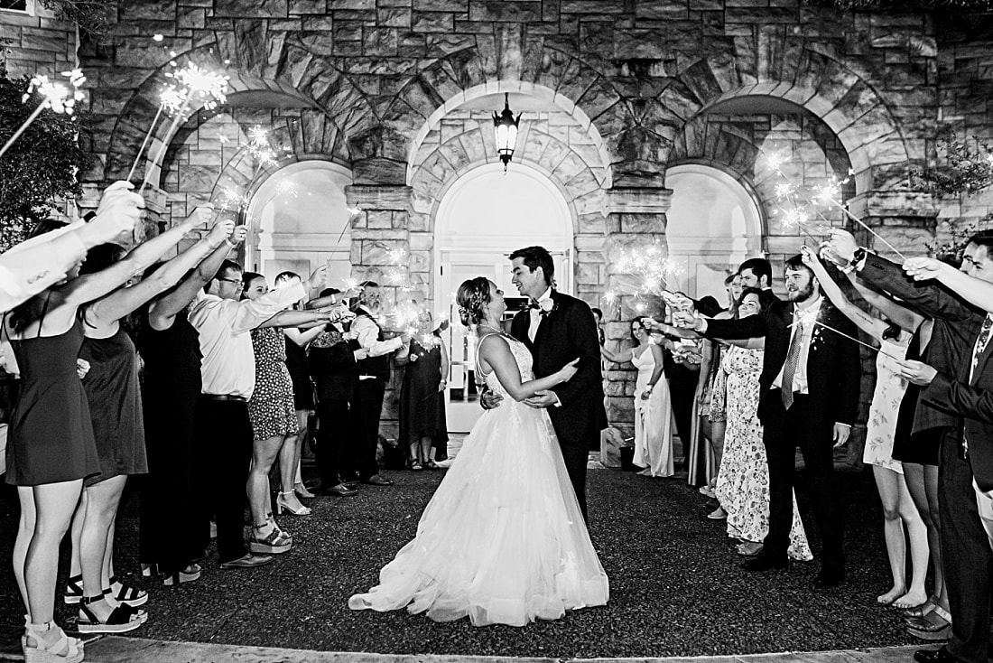 sparkler exit at wedding reception + Pink Palace Wedding + Memphis, TN