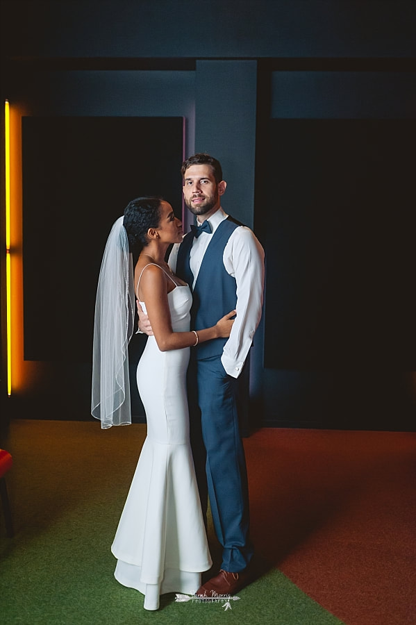 Bride and Groom at their wedding at the Stax Museum