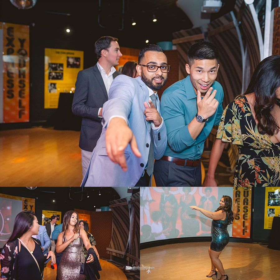 Guests dancing at the wedding reception at the Stax Museum
