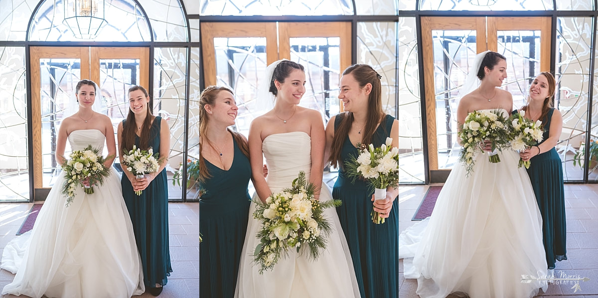 bride with her bridesmaids at St. Francis of Assisi Catholic Church