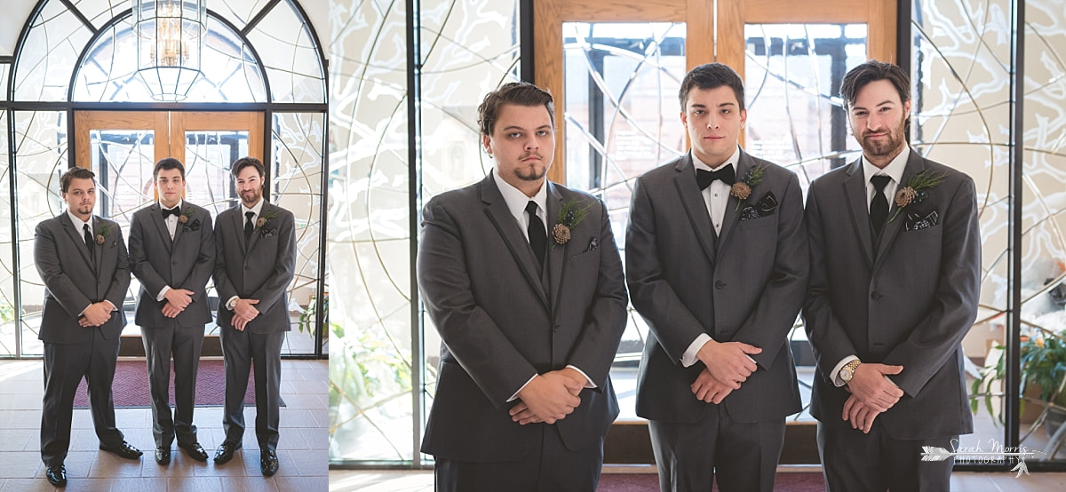 groom with his groomsmen at St. Francis of Assisi Catholic Church