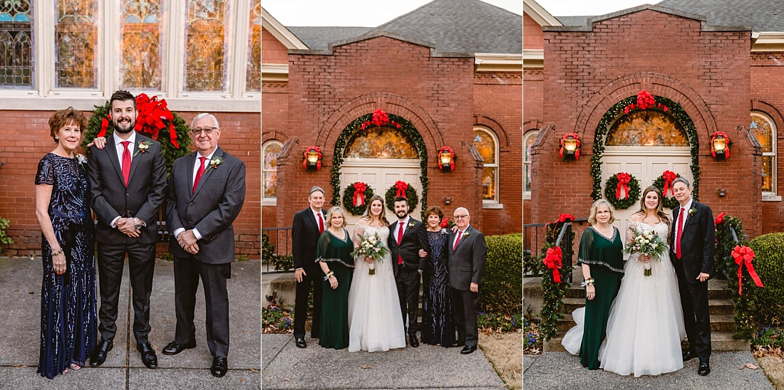wedding family portraits on Collierville Town Square