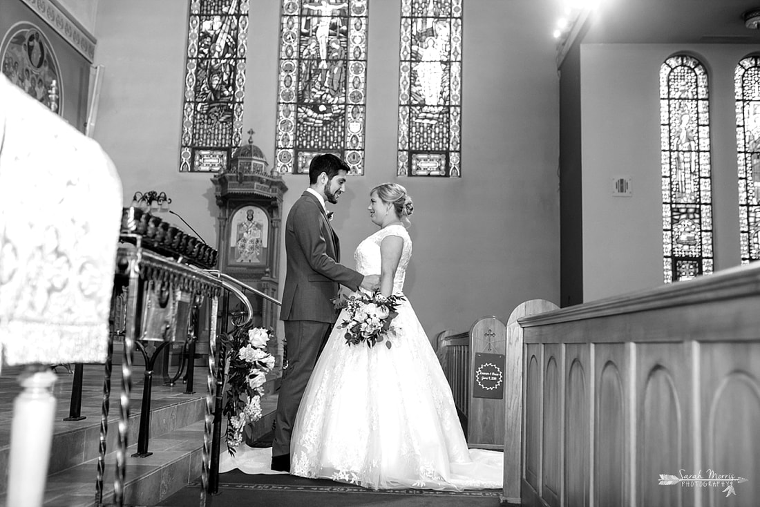 Bride and Groom at Annunciation Greek Orthodox Church in Memphis, TN