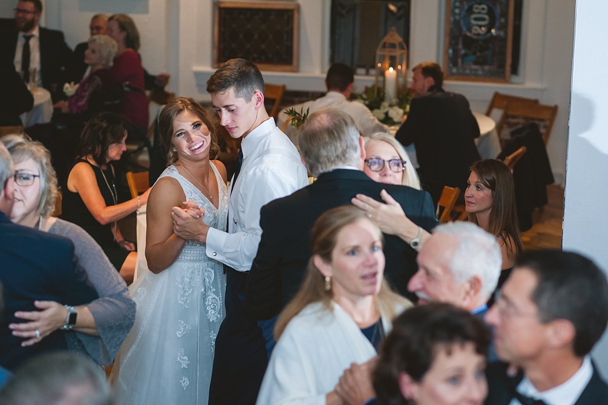 bride and groom dancing at their wedding reception at the robinson gallery downtown memphis