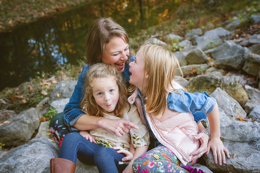 fall mini session family photos by creek