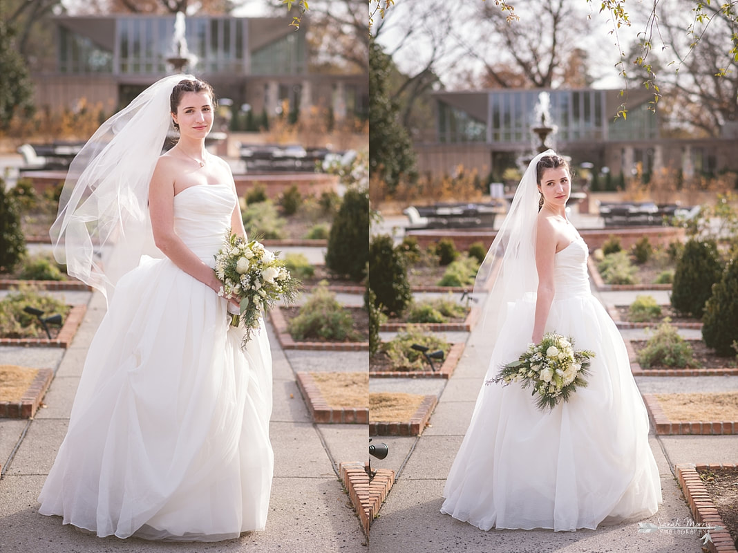 bridal portraits in the rose garden at memphis botanic garden