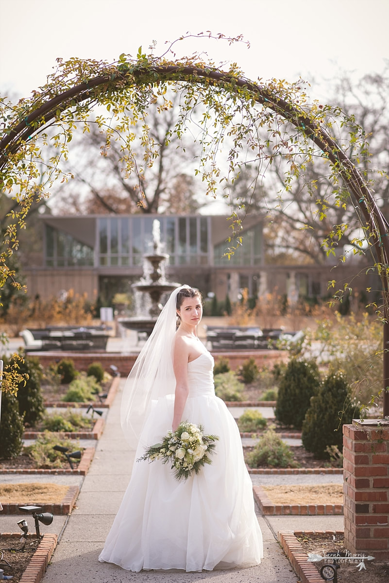 bridal portrait in the rose garden at memphis botanic garden