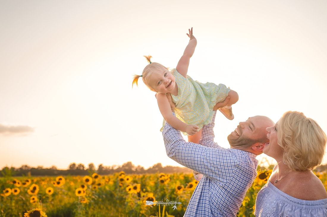 family photos in sunflower field at the agricenter, memphis, tn