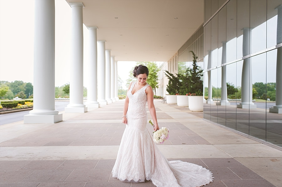 Bridal Portrait on the front portico at Bellevue Baptist Church