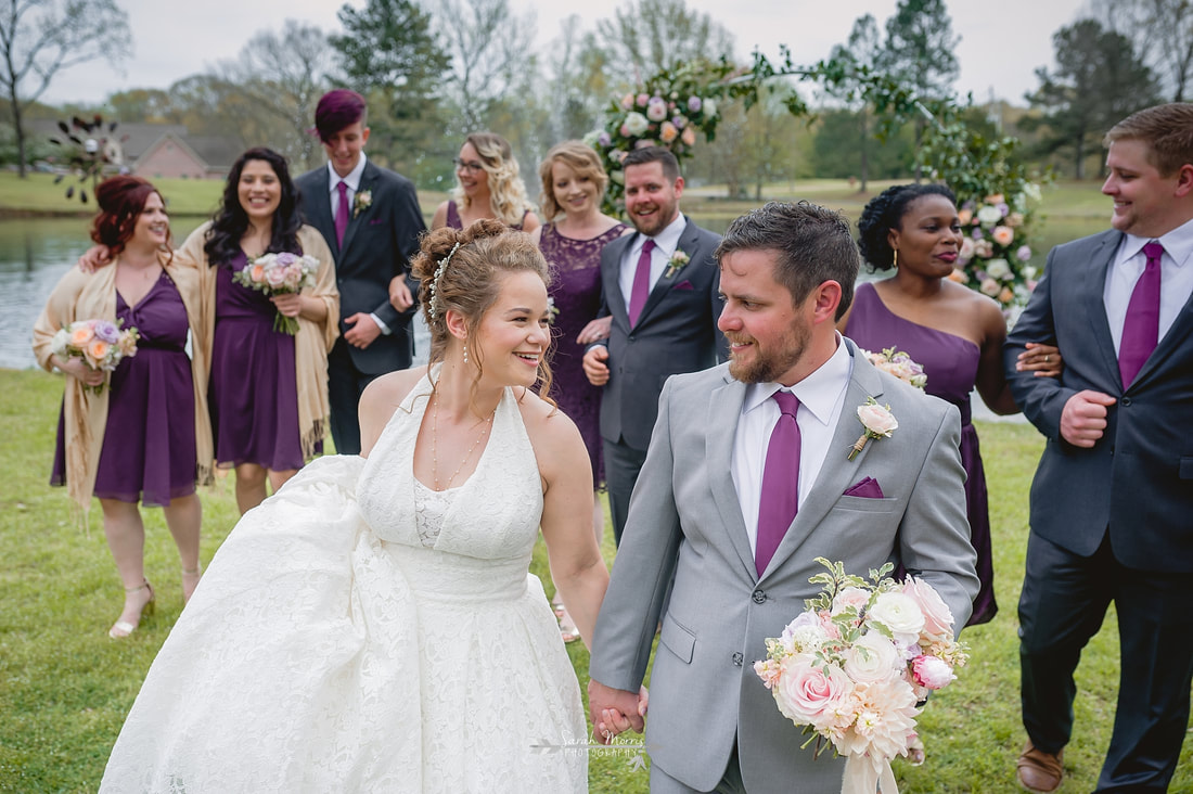 bridal party portraits at backyard wedding in bartlett, tn , memphis wedding photographer