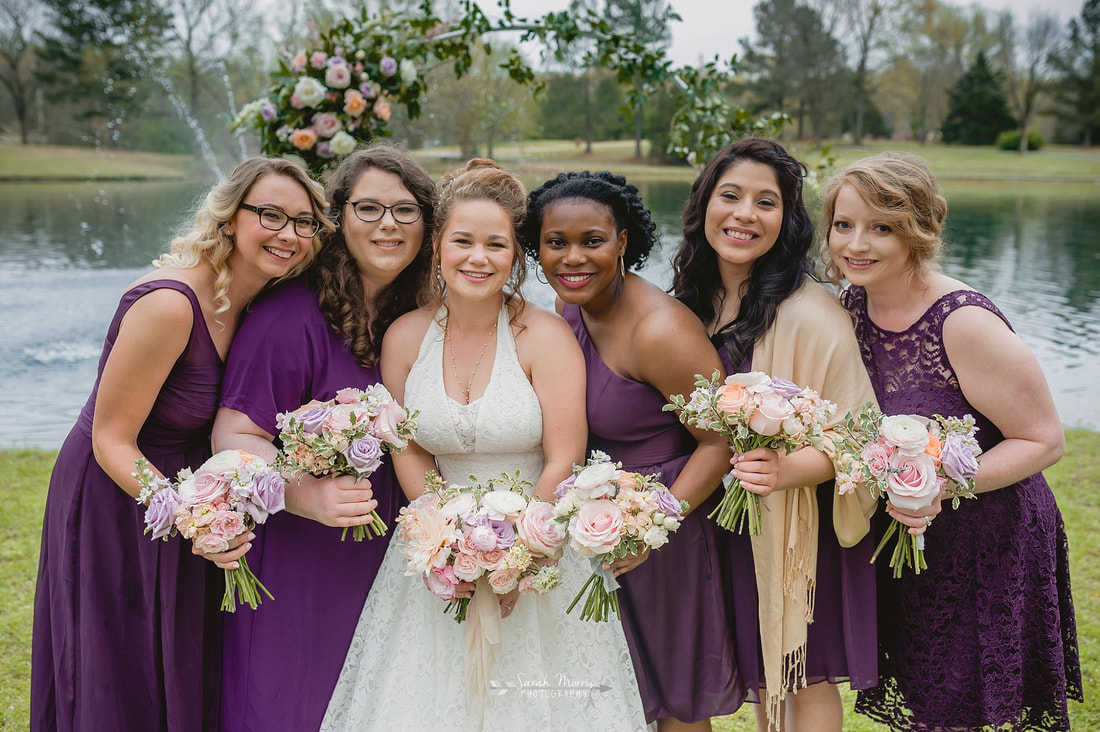 bridal party portraits at backyard wedding in bartlett, tn , memphis wedding photographer