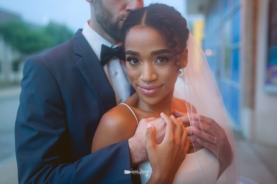 Bride and Groom under the Marquee at their wedding at the Stax Museum