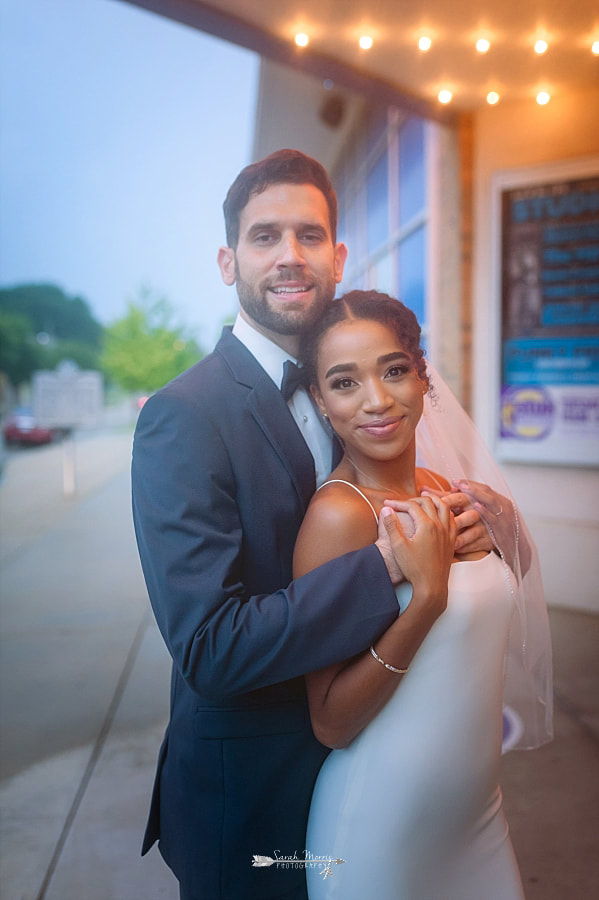 Bride and Groom under the Marquee at their wedding at the Stax Museum