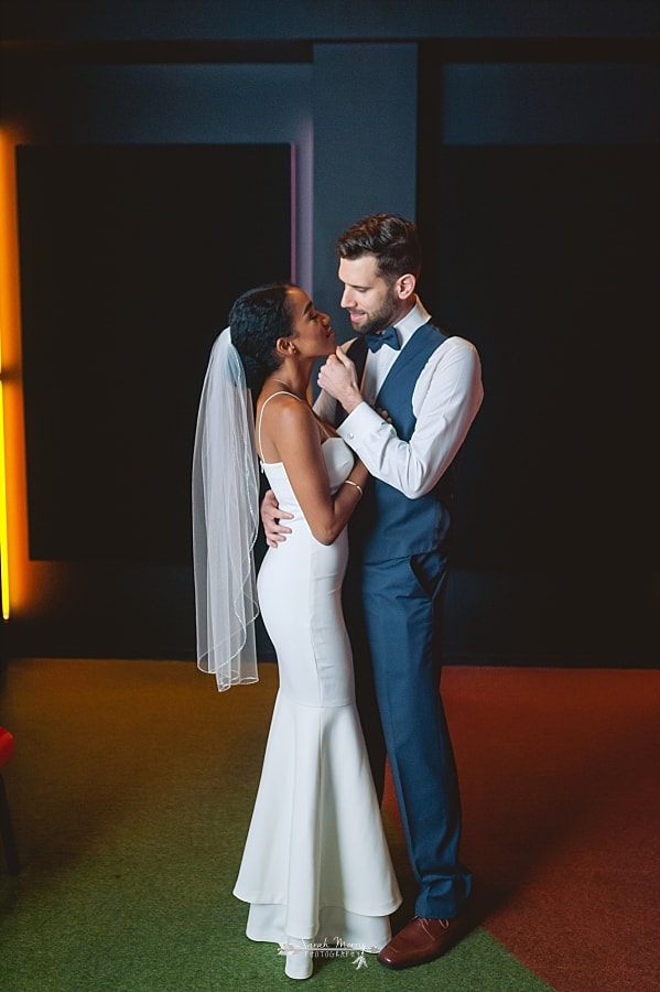 Bride and Groom at their wedding at the Stax Museum