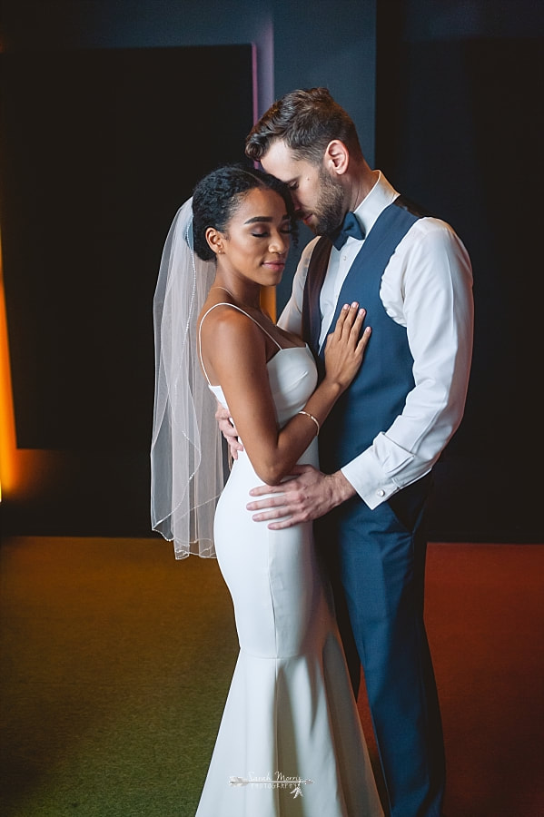 Bride and Groom at their wedding at the Stax Museum