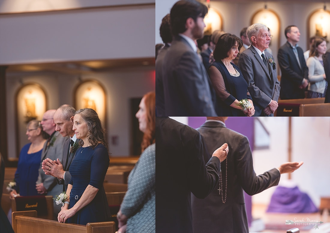 prayer during catholic wedding at St. Francis of Assisi Catholic Church