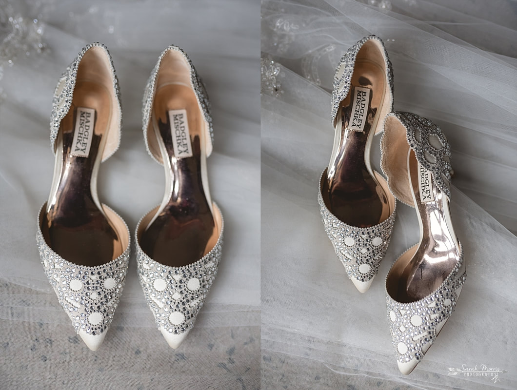 Sparkly wedding shoes at Annunciation Greek Orthodox Church in Memphis, TN