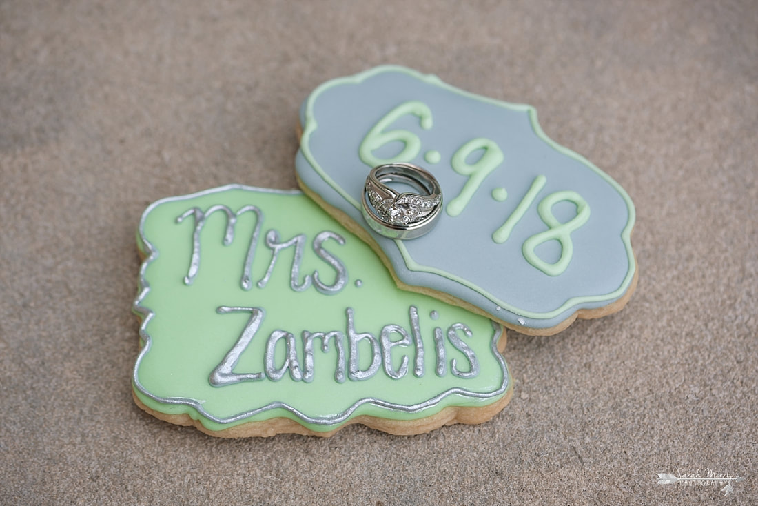 Wedding rings on personalized cookies at Annunciation Greek Orthodox Church in Memphis, TN