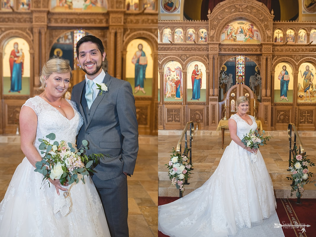 Bride and Groom at Annunciation Greek Orthodox Church in Memphis, TN